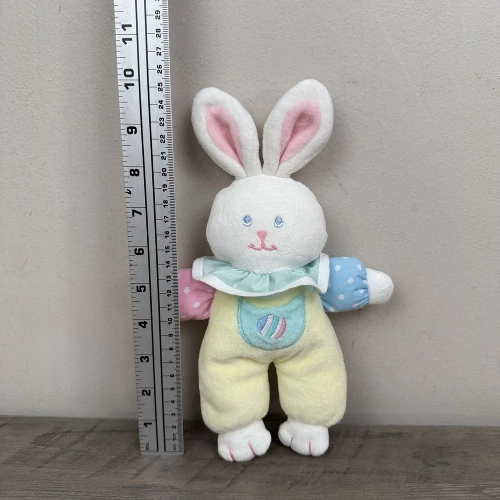 Vtg Eden Pastel Bunny Rabbit Soft Plush Toy Color Block Stuffed Animal 90s Lovey